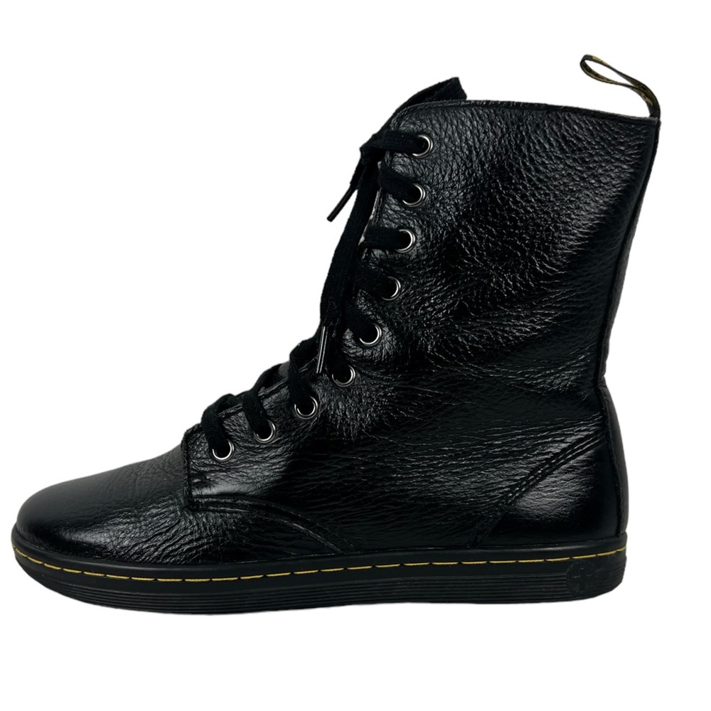 Dr. Doc Martens Boots Womens 8 Stratford Black Leather Shoes Floral Lined - Picture 4 of 12